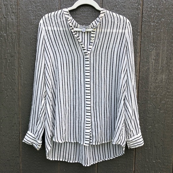 Halston striped sheer blouse size M - Picture 1 of 9